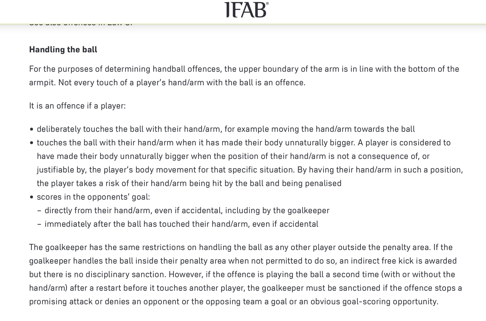 20 Minute Tims on Twitter "So here is the handball rule, as written in