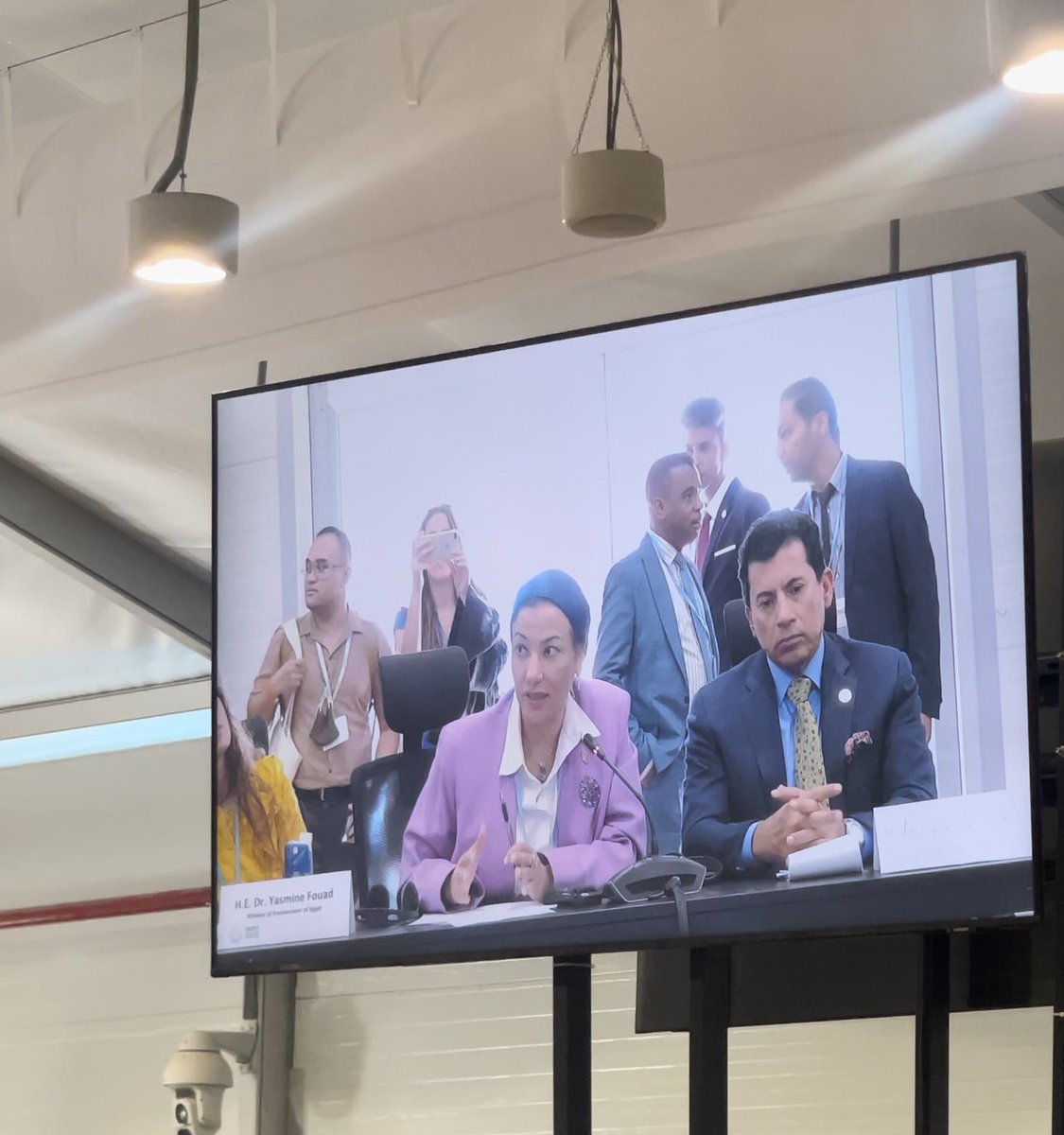 Egypt’s H.E. Ashraf Sobhy Minister of Youth & Sports and H.E. Yasmine Fouad Minister of Environment speak at the youth-led climate forum on adaptation, resilience, and loss and damage. #COP27  #EmoryCOP27 #YouthAtCOP