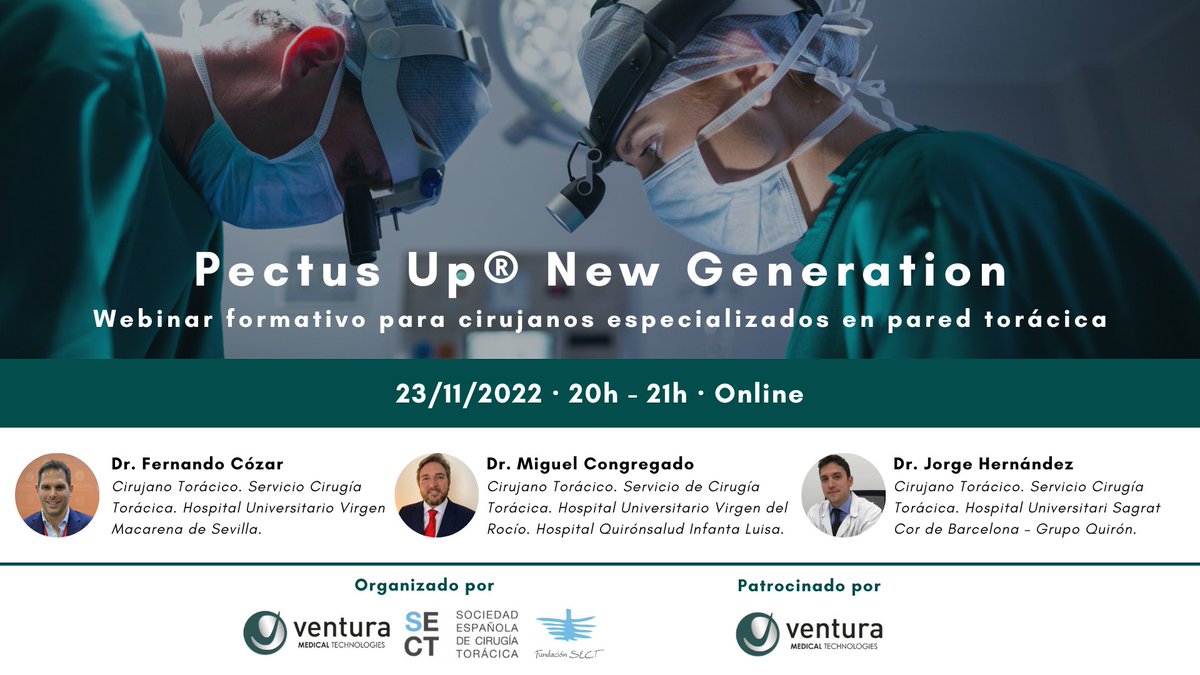 Participa en el Webinar Formativo en Pectus Up® New Generation para cirujanos expertos en pared torácica coorganizado con <a href="/SECTtoracica/">SECT</a>. Una visión didáctica dirigida por especialistas en la innovadora técnica para la corrección del #pectusexcavatum.
pectusup.com/webinar-profes…