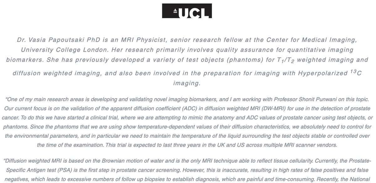 We have the opportunity to work with fantastic individuals who are striving to improve MRI. To highlight this we have a series of interviews, most recently with Dr Vasia Papoutsaki at UCL. Read them here. #MRI #radiology goldstandardphantoms.com/testimonials/