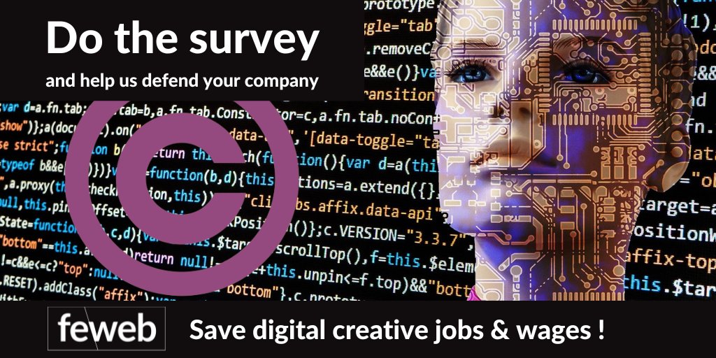 Utilisez-vous également le régime fiscal privilégié pour les #droitsdauteur ? Alors participez à cette enquête de la FeWeb en tant que chef d'entreprise ou indépendant:  feweb.be/copyrightsurvey
#copyright #taxes #competitivite #pouvoirdachat #we_are_digital #feweb