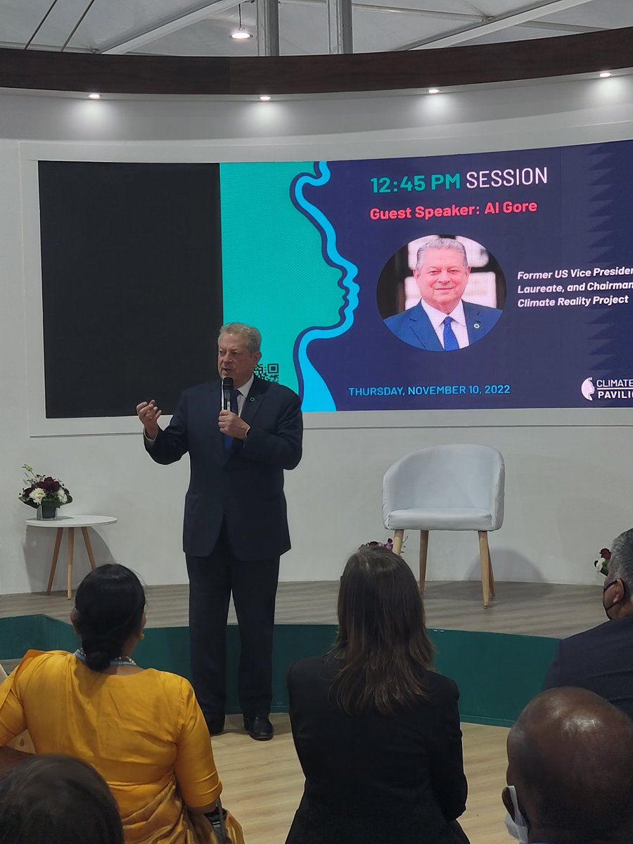 Just listened to former US VP <a href="/algore/">Al Gore</a> at #COP27 . Two things he said that I completely agree with:  1. Climate justice is the heart and soul of the climate movement. 2. We have enough pledges and words, what we need is deeds and action.