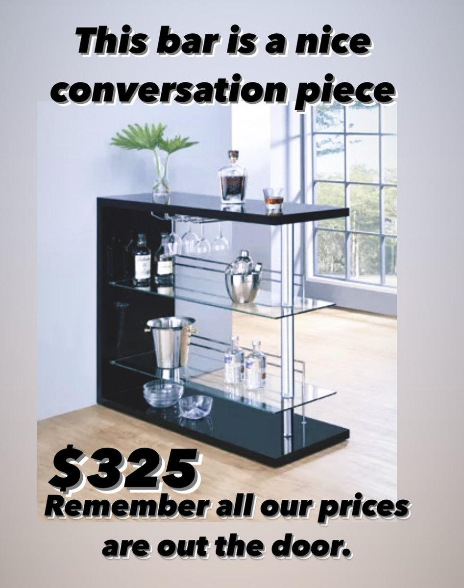 NCRevolution's tweet photo. This bar is an awesome piece for any room. All our prices are out the door with no other taxes or fees added. You know what you are getting and what you’re paying at first sight.

#furniturerevolution #jacksonvillenc #homedecor #furniturestore #barshelf https://t.co/oV6Jf4YFfG