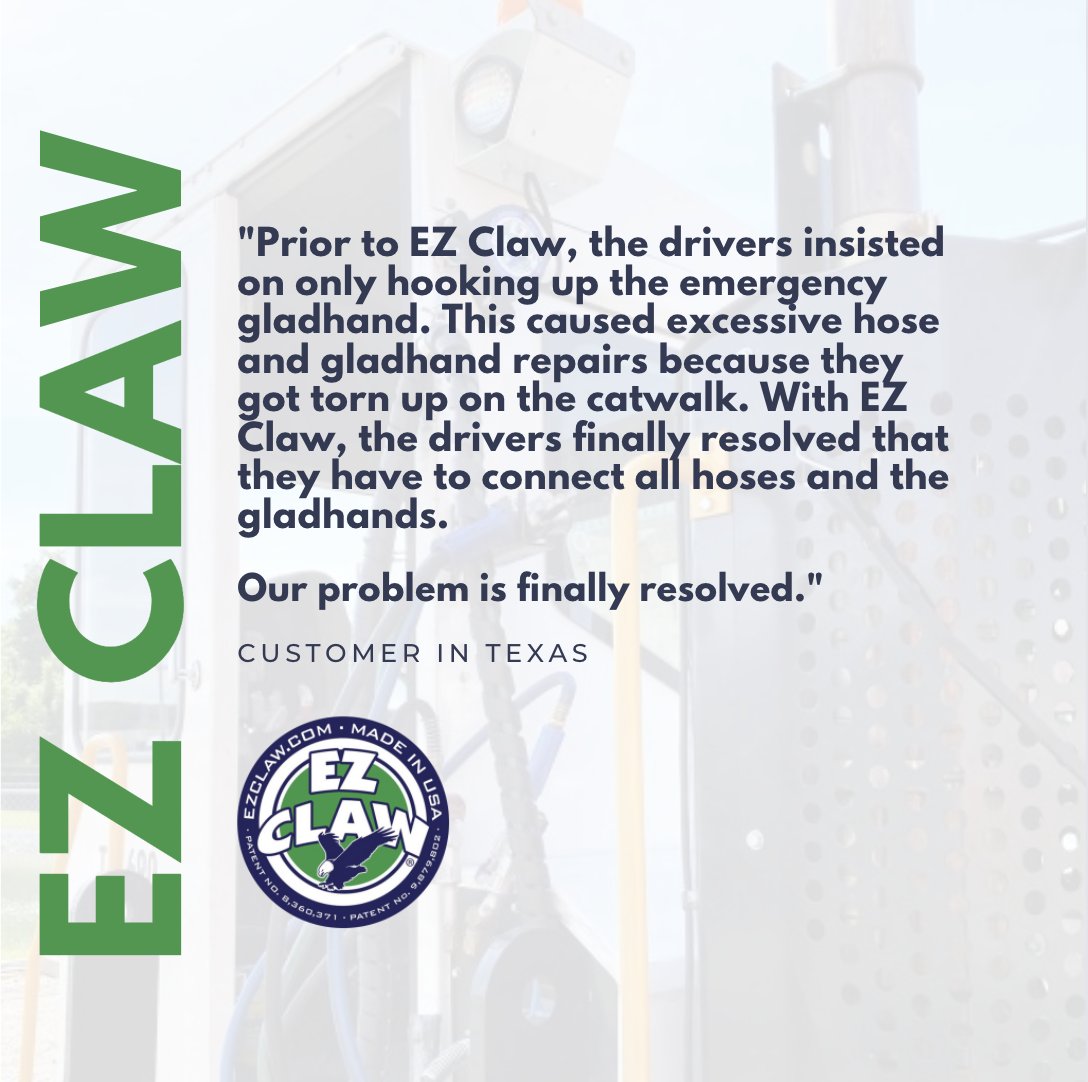 ez_claw's tweet photo. ⭐️⭐️⭐️⭐️⭐️ "Our problem is finally resolved."

Need hose and cable management, visit https://t.co/Ty6AgWBuJq.

#trucking #logistics #logisticsmanagement #dieseltrucks #18wheeler #semitruckpictures #truckdriver #truckmaintenance #supplychain https://t.co/BewngXhRRP
