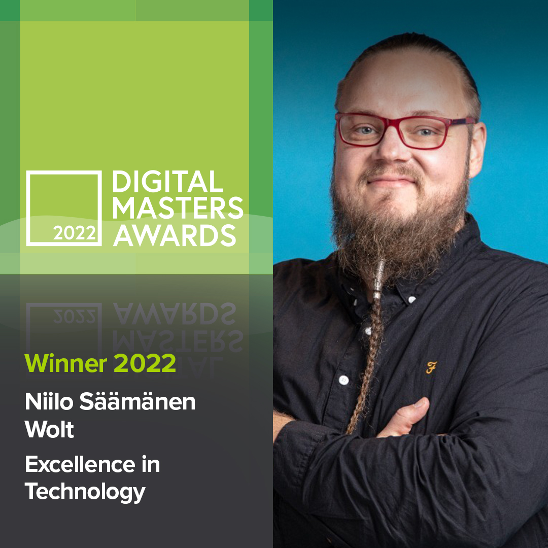 The next category is... Excellence in Technology!

A huge well done, and congratulations to Niilo Säämänen, Chief Technology Officer at Wolt!

#DMAs #DigitalMastersAwards #TechTalks