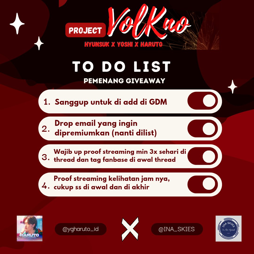INA_SKIES's tweet photo. 🔥 VOLKNO GIVEAWAY 🔥
by @ygharuto_id x @INA_SKIES 

We need more youtube &amp; spotify streamers for VolKno! If interested and can meet all the requirements kindly join this giveaway 🤩

TRIPLE HUMBLE VOLKNO 
#VolKno_MV_OUT_NOW
#HYUNHAYO_UNIT
@treasuremembers https://t.co/FDTx4szrLW
