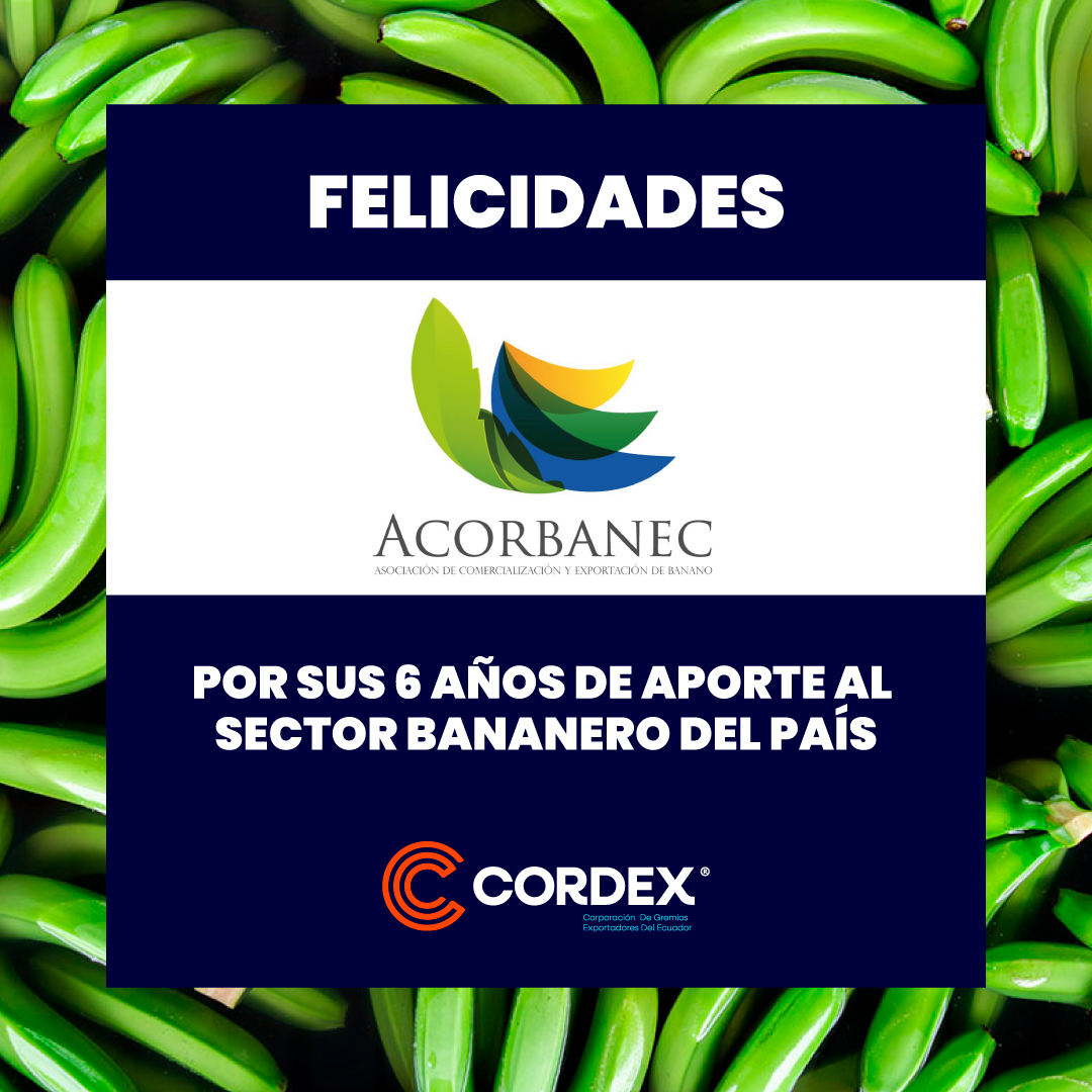 CORDEX_EC's tweet image. Extendemos nuestras felicitaciones a la Asociación de Comercialización y Exportación de Banano @acorbanec, por sus 6 años de aporte al sector bananero del país.