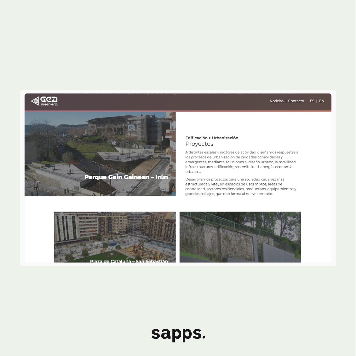 sappsestudio's tweet photo. Proyectos. Diseño UXUI y desarrollo web

GEA Ingeniería.A través de este proyecto, pudimos poner en valor el trabajo de una empresa que tras décadas de experiencia en el sector de la Ingeniería, en sus diferentes facetas, apuesta por renovar su presencia digital con su página web https://t.co/y3YmJJtRzI