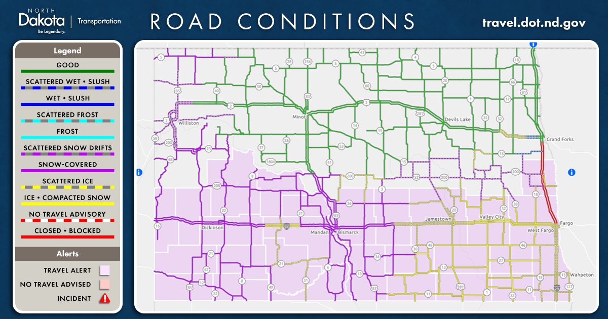 NDDOT on Twitter "Interstate 29 is closed from Fargo to Grand Forks