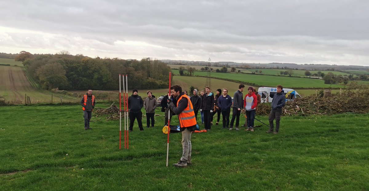First shot of the day. Systematic metal detecting by <a href="/UoW_Archaeology/">Winchester Archaeology and Anthropology</a> on the battlefield at  #Cheriton1644 with <a href="/ConflictArchaeo/">Sam Wilson</a> and <a href="/Trowelboy123/">Will Reid</a>. There's a chill wind blowing towards our position at the Royalist lines.