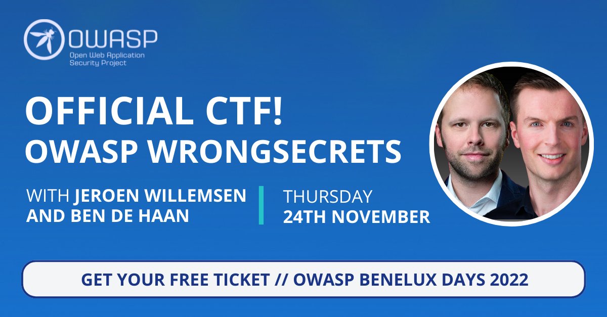 OWASP Netherlands (@owasp_nl) on Twitter photo Want to have a go at hunting secrets? This CTF is for you🚩 Join us for the #OWASP WrongSecrets challenge and compete for an awesome mystery prize! 🏆 #cybersecurity <a href="/owasp/">OWASP® Foundation</a> Want to have a go at hunting secrets? This CTF is for you🚩 Join us for the #OWASP WrongSecrets challenge and compete for an awesome mystery prize! 🏆 #cybersecurity <a href="/owasp/">OWASP® Foundation</a>