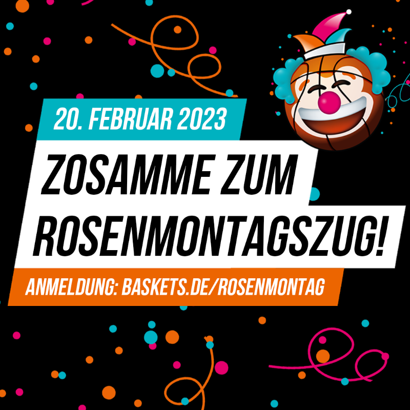 TelekomBaskets's tweet photo. „Mit Pappnaas oder Höötche, mer sitze all in eenem Böötche“. Getreu dem Bonner Karnevalsmotto nehmen die Baskets als gemeinsame Gruppe von Spielern, Fans und Vereinsmitgliedern am Bonner Rosenmontagszug 2023 teil! Alle Baskets-Jecken können sich ab jetzt anmelden!
#BasketsAlaaf