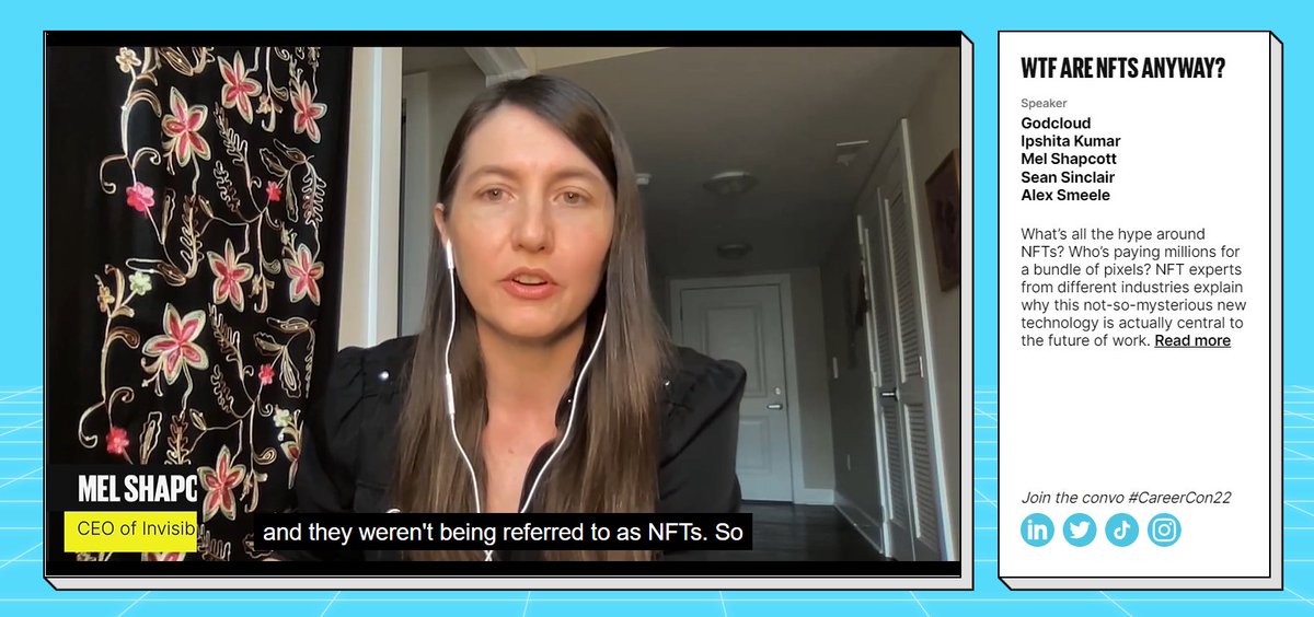 hundo_xyz's tweet photo. 'This has opened up new markets and as a creator, it gives an opportunity to bring something new which isn’t already available.' - @MelShapcott 

Watch our WTF are NFTs anyway? panel now - https://t.co/XToVDS8pMZ🚀 

#CareerCon22 https://t.co/hEzZW9kKsJ