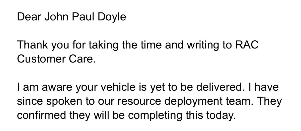 JPDoyle_'s tweet photo. Day 8 and thing are getting even more comical in @TheRAC_UK team. Receive an email from customer care that my van will be back home today then a phone call from recovery team tell me they can’t move due to protesters #makeyourmindup https://t.co/o7emV13XAN