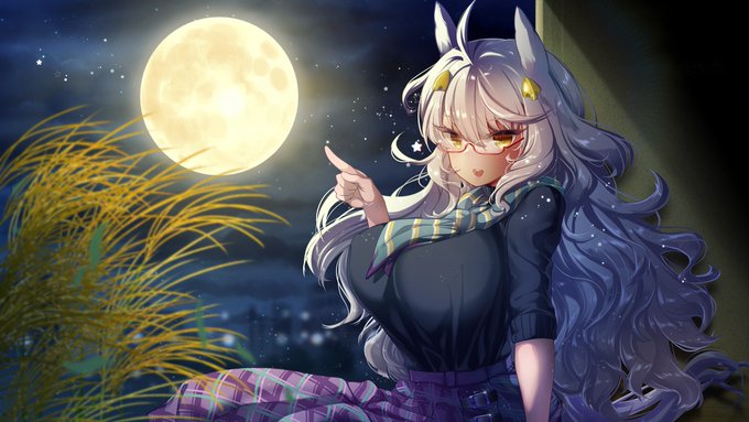 十日夜らしいので以前描かせていただいたお月見ビワハヤヒデです🌝 