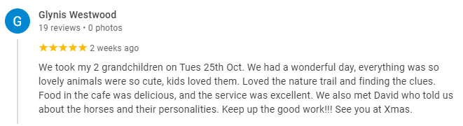 Another 5***** Review. Thank you, Glynis! We're so glad you enjoyed our Halloween event and look forward to seeing you in December. 

On that note... Our Christmas event is selling FAST! Don't miss out, book now at raysfarm.com/book-online-no…