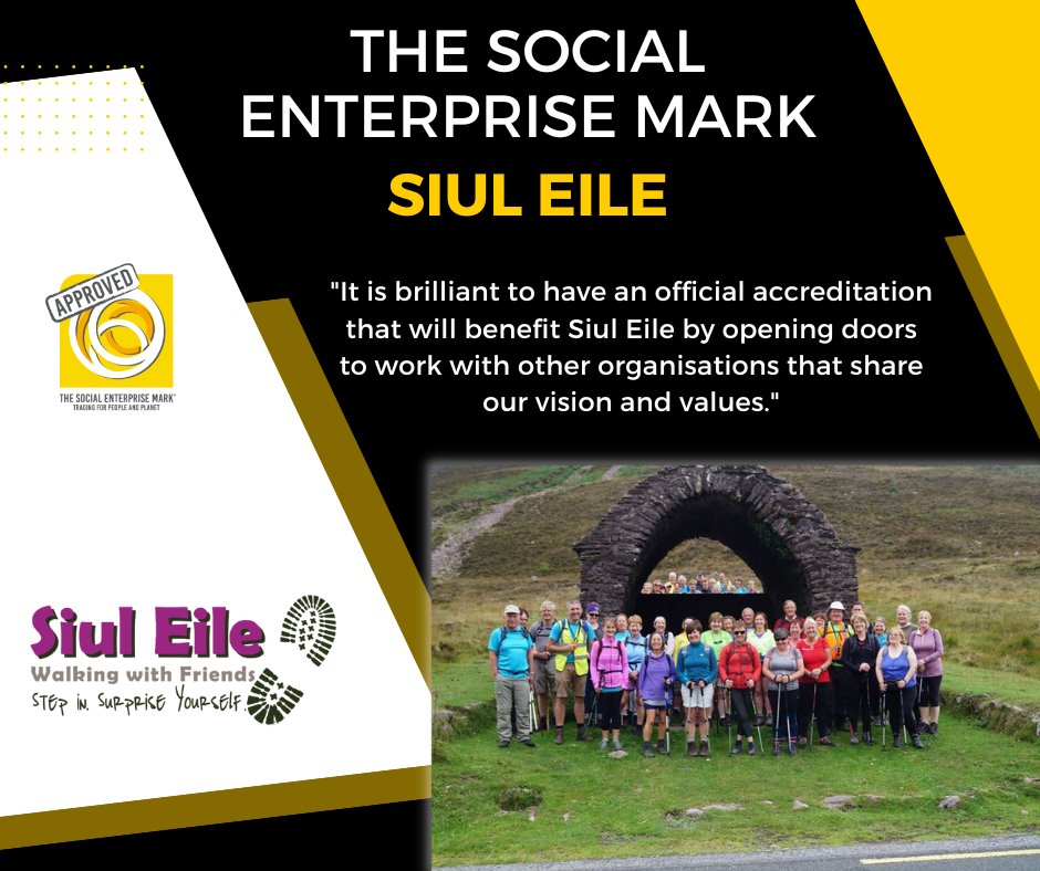 SocialimpactIRE's tweet image. 🌟SOCIAL ENTERPRISE MARK Awardee 15NOV:
Meet Siul Eile &amp;amp; founder Liam. Siul Eile is a social enterprise helping communities come together to form walking programs &amp;amp; challenges using the under-utilised local environment in their own community ...
.
eventbrite.ie/e/social-enter…

#semark