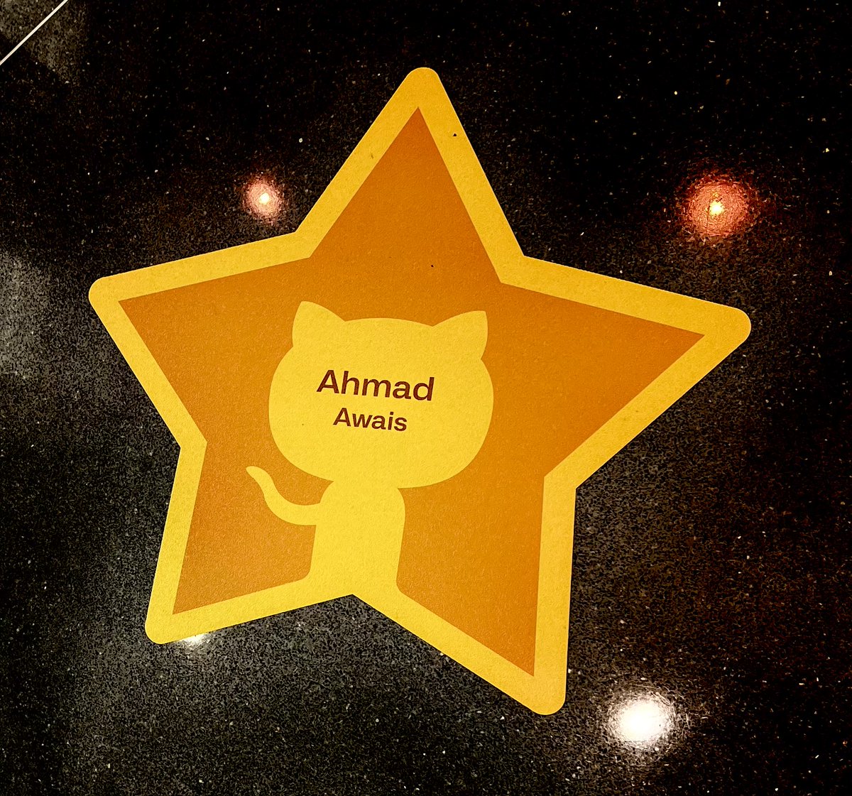 MrAhmadAwais's tweet image. The COOLEST thing ever at #GitHubUniverse✨

I walked into Yerba Center for GitHub Conf only to find my name on the GitHub Stars Walk of Fame. 

A giant GitHub Star sticker, the first one in the room among all the fantastic GitHub Stars. 

Look Ma! (She's so proud). TQ GitHub! 💜