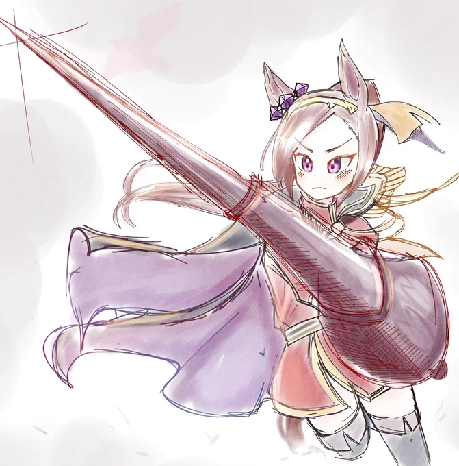 自習時間に練習で裾野こがら( )先生考案のサクラバクシンオーの勝負服を描かせていただきました。この服めっちゃかっこいいですよね...すっげぇ好きです(語彙力皆無) 