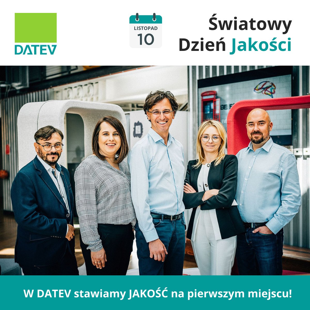 Dziś obchodzimy święto wszystkich, dla których podkreślanie znaczenia jakości, jej nieustanne promowanie i upowszechnianie: Światowy Dzień Jakości. 

Życzymy Państwu, aby w każdej dziedzinie życia doświadczali Państwo najwyższej JAKOŚCI!