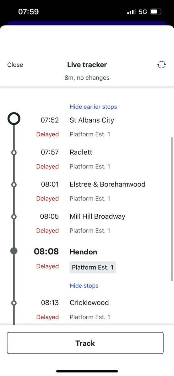 _eleanorlambert's tweet photo. @TLRailUK Thanks. This is still just showing as delayed? https://t.co/ppL2uOqdGv