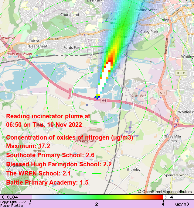 Latest Reading incinerator plume plot, 06:50 10/11/22 #CavershamHeights #ChalkhouseGreen #Crowsley plumeplotter.com/reading/
