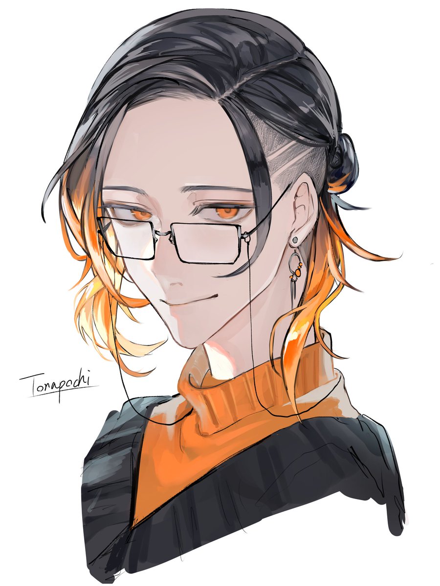 「オレンジ眼鏡落書き 」|Torapochiのイラスト
