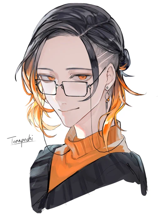 オレンジ眼鏡落書き 