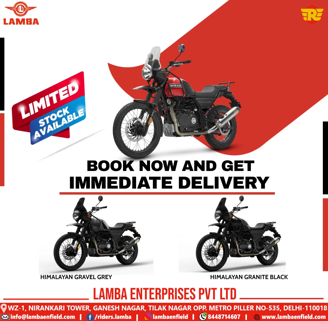PvtLamba's tweet photo. #Stockavailable.... Hurry Up.. Book your at Lamba Enterprises, Royal Enfield - Tilak Nagar &amp; own your Dream bike.
Book Today And Get Spot Delivery
Booking Amount ₹5,000/-
𝐅𝐨𝐫 𝐦𝐨𝐫𝐞 𝐝𝐞𝐭𝐚𝐢𝐥𝐬 - 𝟖𝟒𝟒𝟖𝟕𝟏𝟒𝟔𝟎𝟕
.
#RoyalEnfieldShowroom #bullet
#bulletshowroomdelhi https://t.co/Tfo6AR2TjU