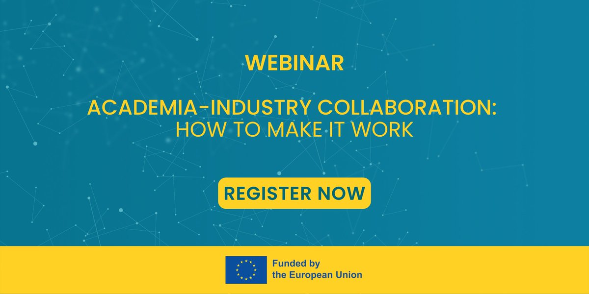 📢 Join our #webinar on 16 Nov @ 6pm CET! Register ➡️bit.ly/3MXqgbo We're discussing academia-industry research-based #innovation commercialisation and R&amp;D #collaboration, and our newly launched platform where interested innovators can participate in the first intake.