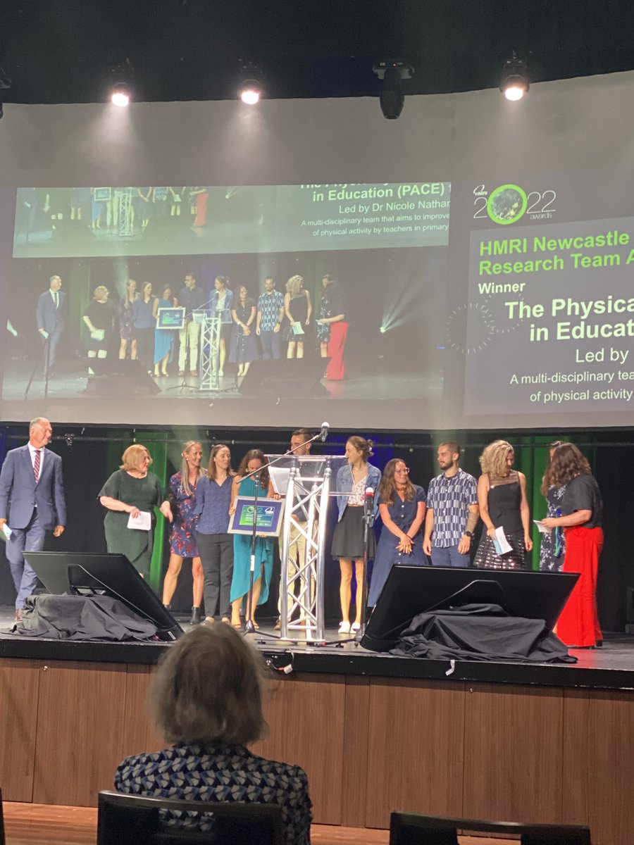 HMRIAustralia's tweet photo. Announcing our first winners for the Researcher of the Year Awards 2022 - Research Team of the Year goes to … drum roll please … The PACE Team led by Dr @NicoleKNathan #activechildren https://t.co/0ga2AkKcnB