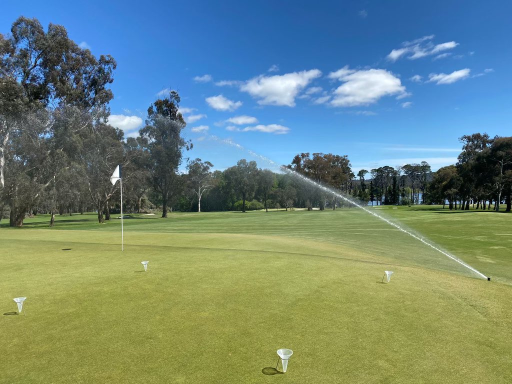 ryanstores_turf's tweet photo. The team at @RoyalCanberra have been kicking goals. New @OCMGolf Driving Range project well underway, @RainBirdGolf Irrigation project on the last hole on the Westbourne Course and getting dialed in, New @JohnDeere GPS sprayers in operation and staff development always ongoing! https://t.co/gpzbGLH2Lp