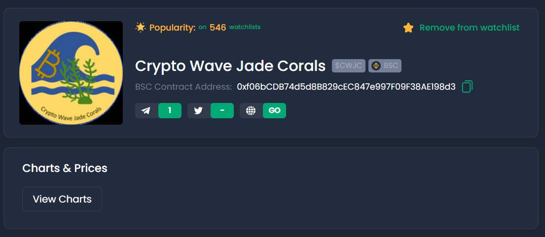 Now listed at coinsniper,.. 😊

$cwjc