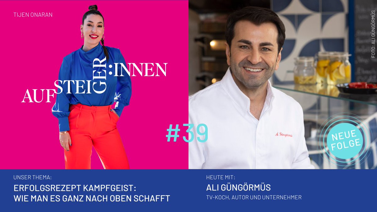 Neue Folge AUFSTEIGER*INNEN mit <a href="/TijenOnaran/">Tijen Onaran</a>
! 🎧 Hört rein, um zu erfahren, warum der TV-Koch, Autor und Unternehmer <a href="/AliGngrms/">Ali Güngörmüs</a> mit seinen Augen klaut und warum er glaubt, dass das euer Leben verändern wird. 🎤
Jetzt reinhören: lnkd.in/eurxKWV3