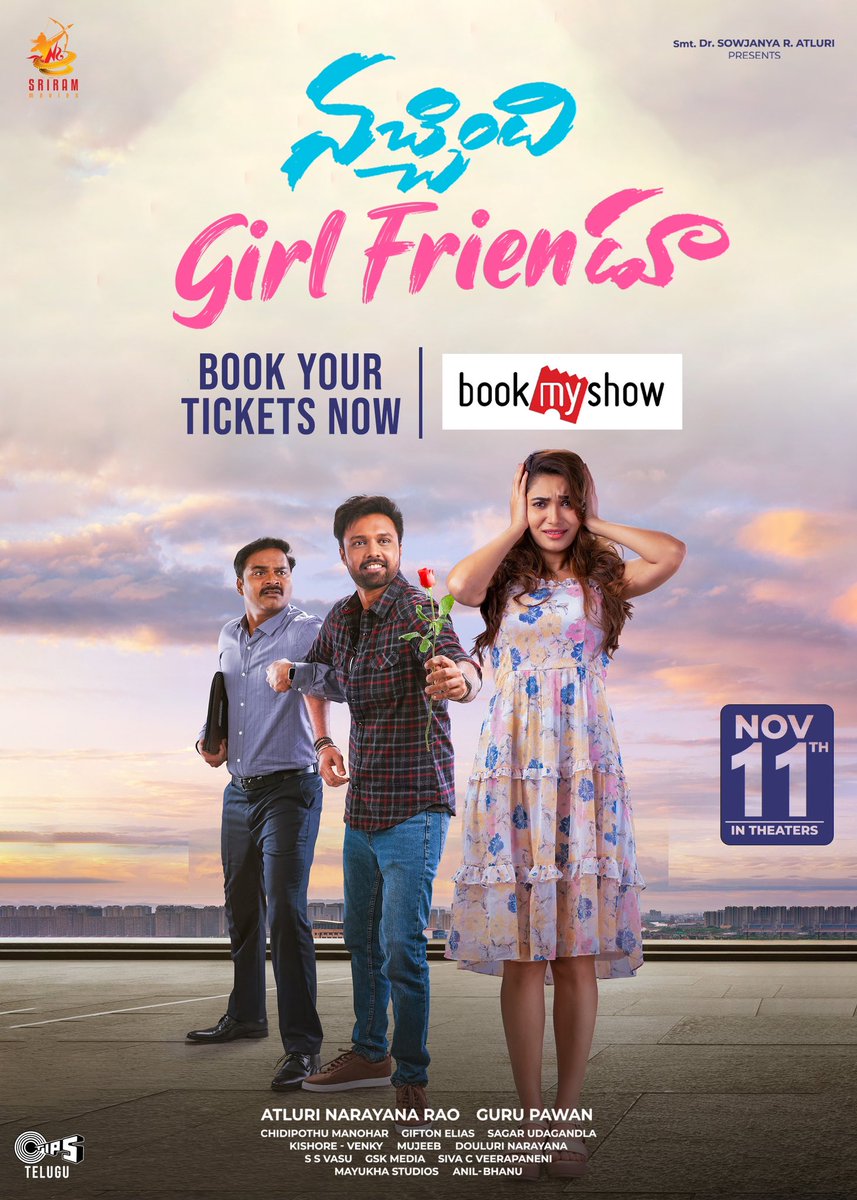srirammovies's tweet photo. BOOKINGS ARE NOW OPEN๐ฅ
Watch the romantic thriller #NacchindiGirlfriendu ๐ฉโโค๏ธโ๐จ in cinemas from TOMORROW ๐ฟ
Book Your Tickets Now ๐๏ธ
- https://t.co/5AHTwS7bPV
#NGFfromNov11th
@UsUday19 @Jeniferemmanu11 #MadhuNandan @iamdinosaar @GuruDepuru @GiftonElias @AtluriNRao #GiriKoduri https://t.co/xEyQGF1G1i