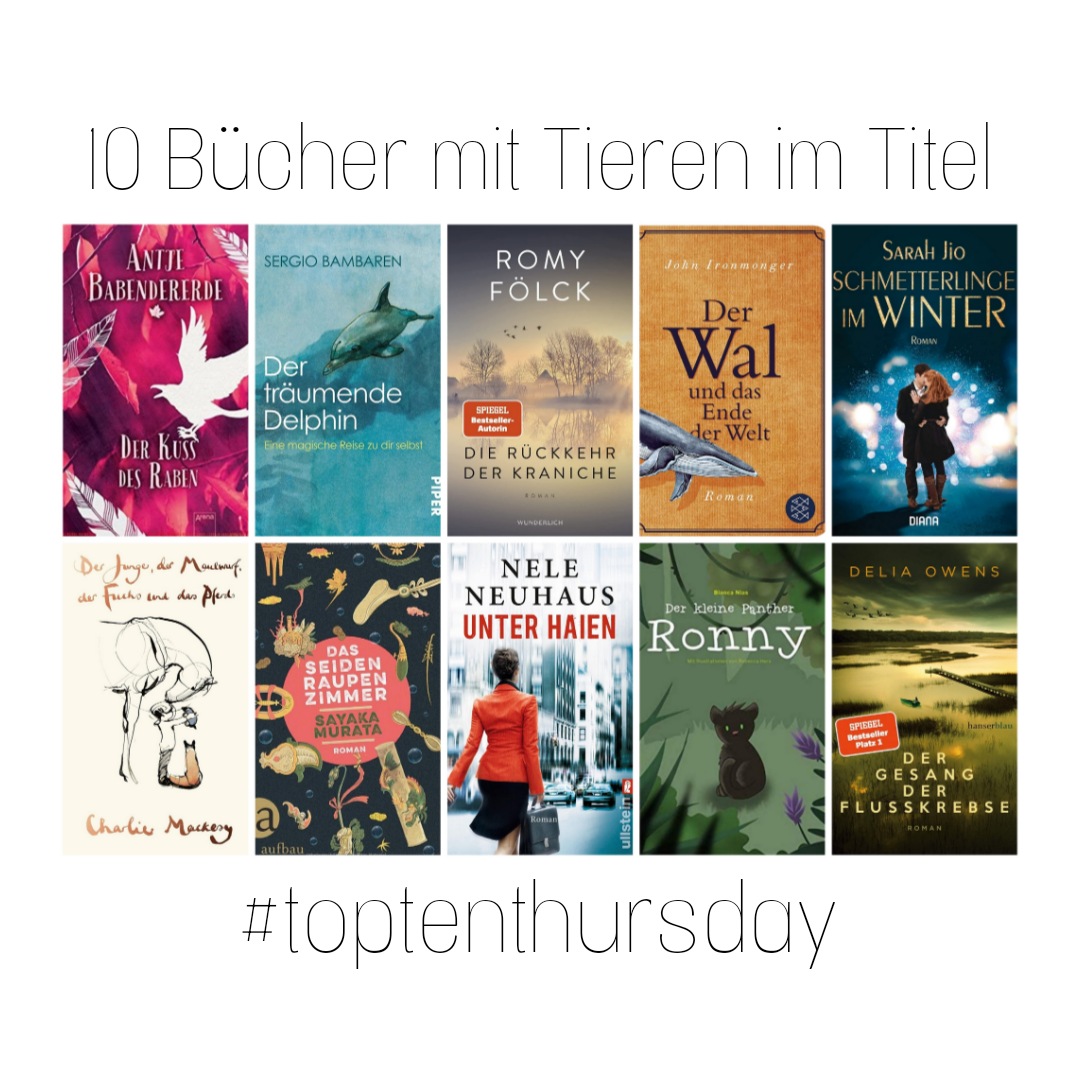 Donnerstag bedeutet #toptenthursday bei <a href="/2013welten/">Weltenwanderer</a>

Meine Auswahl zum Thema "10 Bücher mit Tieren im Titel" findet ihr auf meinem Blog.

katjasleselounge.blogspot.com/2022/11/aktion…

Was fallen euch für Bücher zu diesem Thema ein?