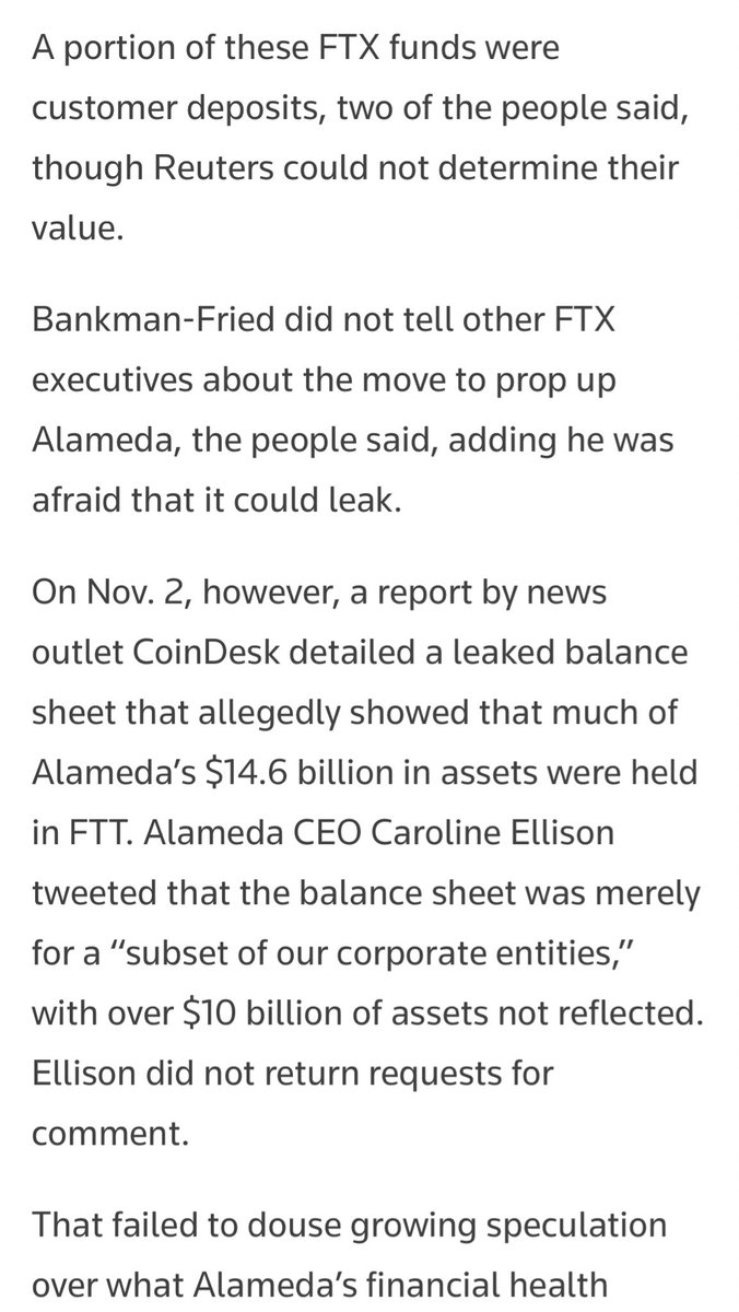 cobie's tweet image. So, Alameda blew up at the same time as 3AC did, but SBF bailed them out with customer funds secured by FTT and HOOD equity? reuters.com/technology/exc…