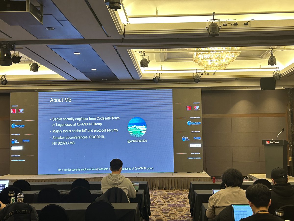 [POC2022]
Last talk of the day(Track B)😎
Qian Chen(<a href="/cq674350529/">cq</a>), "MikroTik RouterOS Security: The Forgotten IPC Message

#POC2022