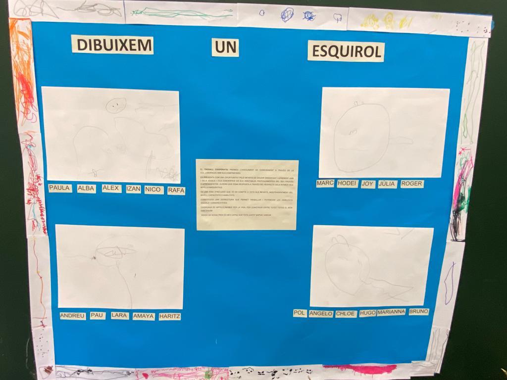 En petits grups de treball cooperatiu, els infants d’#i3A #comunitatdepetitesipetits hem dibuixat un esquirol 🐿️ #treballcooperatiu #aprenentatgesignificatiu
