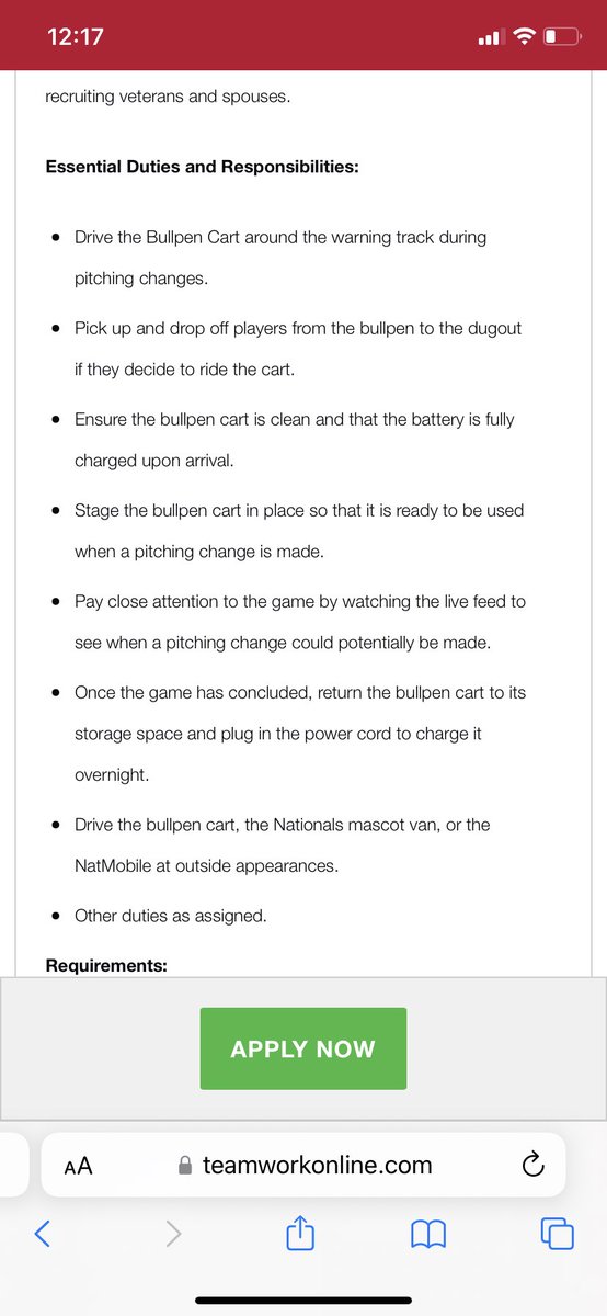 DannyVietti's tweet image. THE GREATEST JOB IN ALL OF SPORTS 

“Must have at least 10 years of driving experience.”