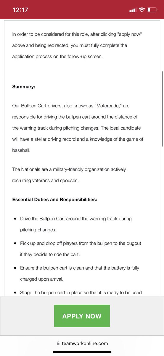 DannyVietti's tweet image. THE GREATEST JOB IN ALL OF SPORTS 

“Must have at least 10 years of driving experience.”