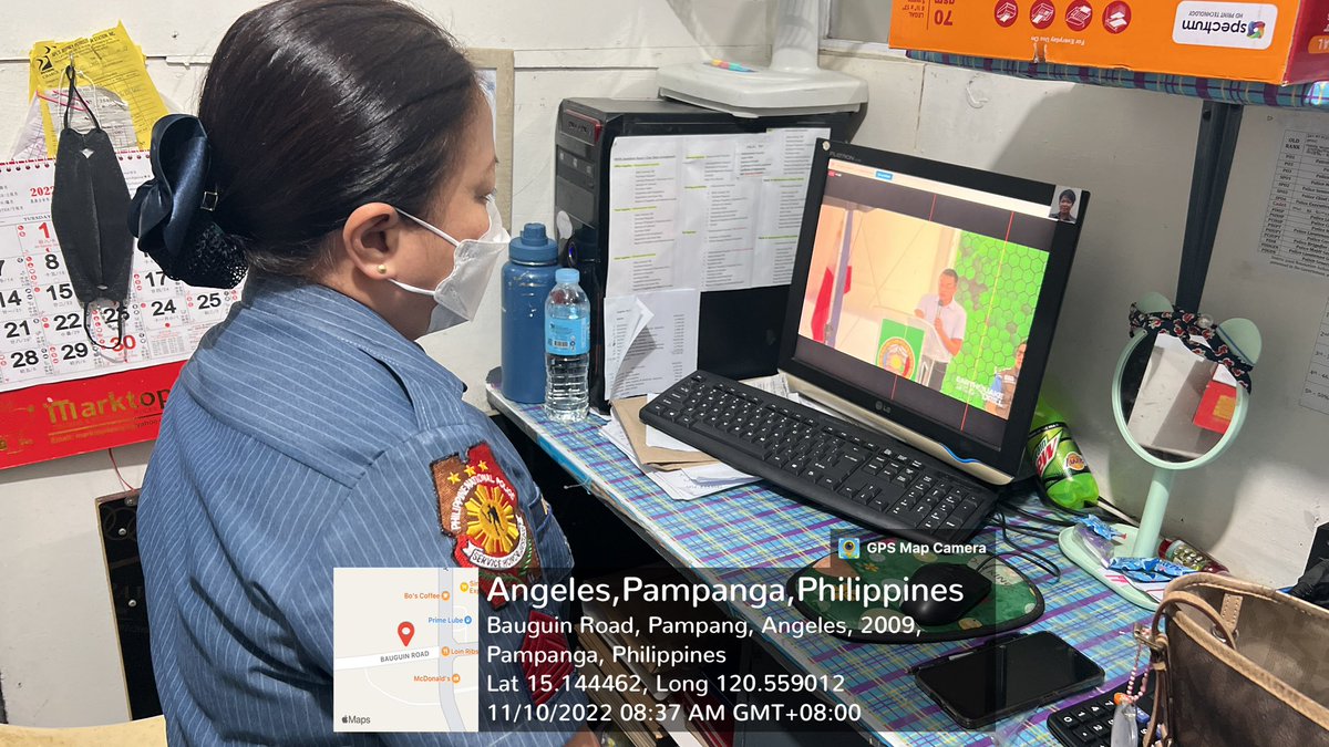 PS5_AngelesCPO's tweet photo. November 10, 2022 at about 8:40 AM PMSG Zenaida Maraña, under the supervision of PMAJ OHMAR R BOGNOT, COP, joined via FB live regarding 4th National Simultaneous Earthquake Drill (NSED).

#LifeIsBeautiful
#KaligtasanNyoSagotKo
#TulongTulongTayo
#MKKequalsK
#PNPKakampiNyo https://t.co/Zdqz5AdkCd