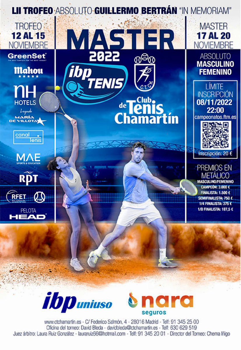 Los campeones de los Master Nacionales Sub16 &amp; Sub18 del 27° Circuito Juvenil <a href="/rptenis/">RPTenis</a> <a href="/marca/">MARCA</a> by <a href="/WilsonTenisEsp/">Wilson Tenis España</a> @tennispoint jugarán el Master Nacional <a href="/IBPTenis/">IBP Tenis</a> <a href="/IUniuso/">IBP Uniuso</a> en @ctchamartin del 17 al 20 de Noviembre: Miguel Angel Machado, Soledad Fayos,Sergio Ramírez y Elena Lobo