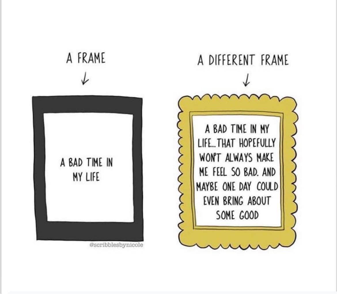 counselling_em's tweet photo. Reframing - Process of reconceptualising a problem by seeing it from a different perspective.
✨Change the language you use✨
📸@scribblesbynicole
#reframe #reframeyourthoughts #reframeyourself #mindset #growthmindset #overthinking #worry #anxiety #stress #inyourcontrol https://t.co/QcGvOc2iTi