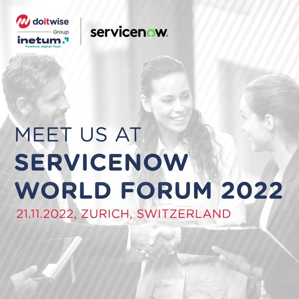 Do_IT_Wise's tweet photo. Connect with us at the #ServiceNow World Forum 2022 in Zurich, Switzerland! We would be thrilled to discuss what challenges your business is facing and how we can help you overcome them with the knowledge and experience of Do IT Wise.🤝

➡Register here ➡ https://t.co/5ZAX8zXuwm https://t.co/jB1PqXUNXv