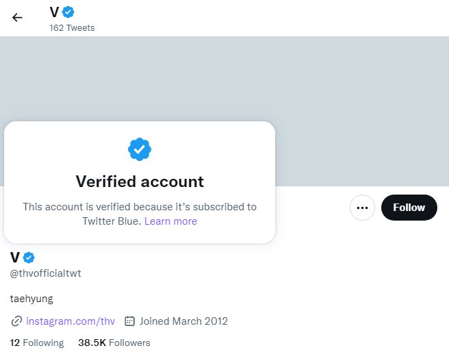 BIGHIT_INFO's tweet photo. People started miss using “Twitter Blue “ feature.

Some unofficial accounts are getting verified by paying $8 monthly and then pretending to be BTS members.

Please be careful https://t.co/6MEz5OgpLH