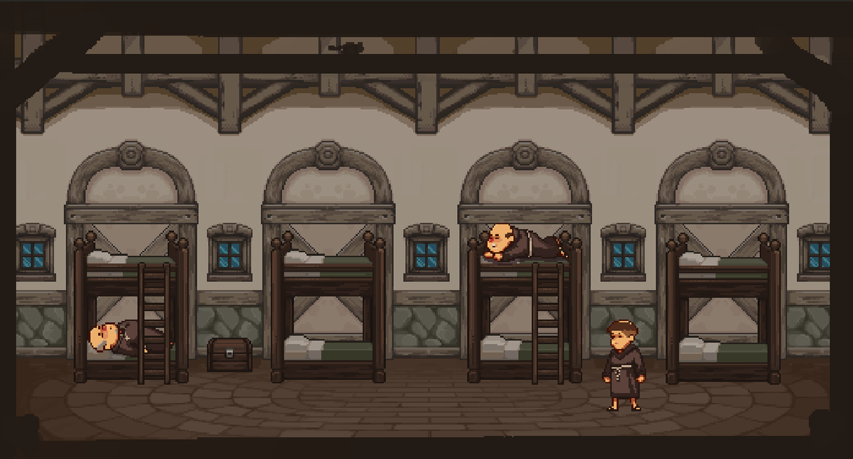 Ham_Rav's tweet photo. Non stop progress, 6 months into production, and the monastery of Ale Abbey is slowly coming to life.  😍⛪️🍻#pixelart #indiedev #artistsontwitter https://t.co/cCxSjcOk9h