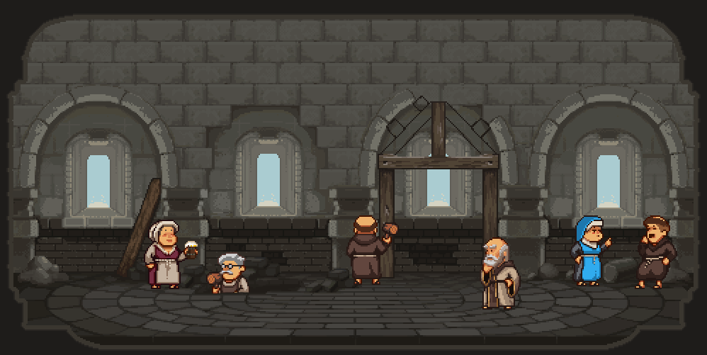Ham_Rav's tweet photo. Non stop progress, 6 months into production, and the monastery of Ale Abbey is slowly coming to life.  😍⛪️🍻#pixelart #indiedev #artistsontwitter https://t.co/cCxSjcOk9h