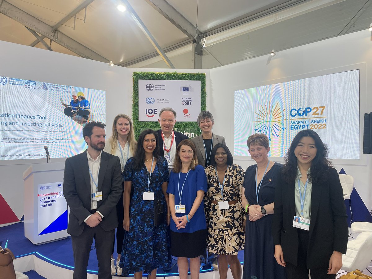 Delighted to be at the launch of the <a href="/GRI_LSE/">Grantham LSE</a> and <a href="/ilo/">International Labour Organization</a> Just Transition Tool for Banking and Investment Activities at #COP27 
ilo.org/empent/areas/s…
JT critical component of achieving #netzero 
<a href="/IIGCCnews/">IIGCC</a>  <a href="/BrunelPP/">Brunel Pension Partnership Limited</a> ‘together for implementation’ <a href="/COP27P/">COP27</a>