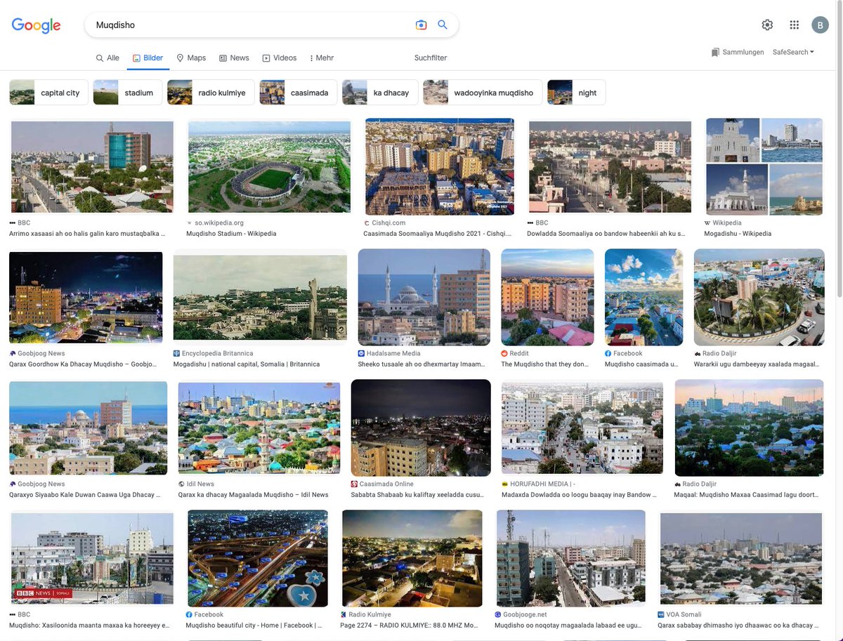 BarbaraAcherman's tweet photo. Yesterday at Basel Debates @terrefebiruk told us to  google Mogadishu in english and somali. 
You get to see two different cities, two different world views. 
Thanks for this insight. https://t.co/CE1LbZnNru